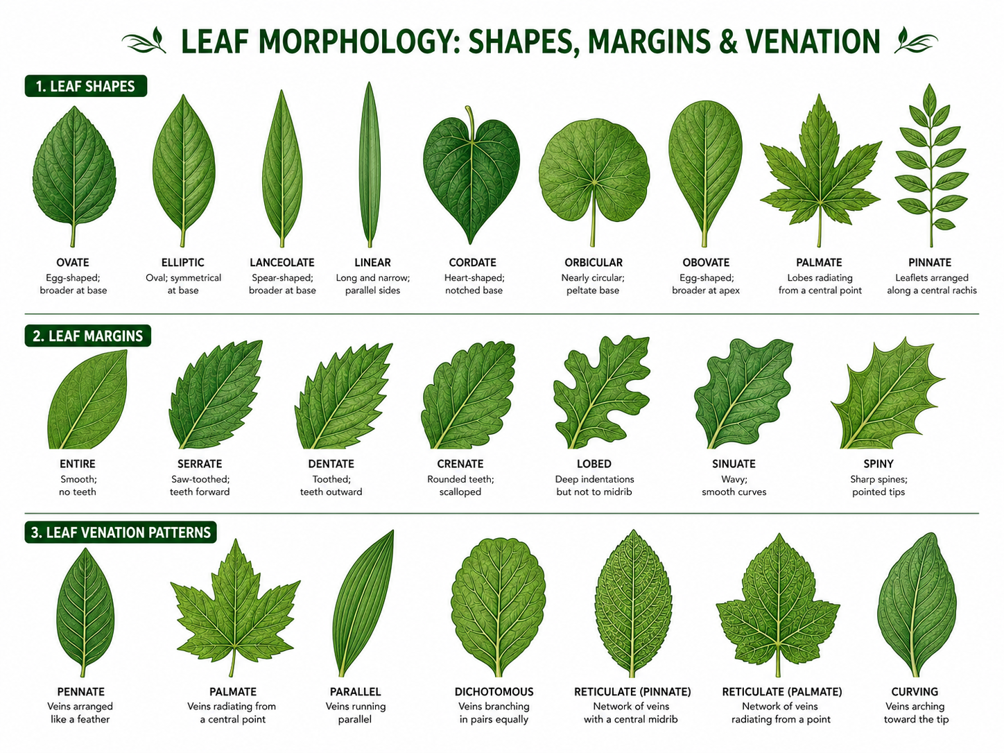 Botany Leaf Morphology Herbarium Style Lanceolate Diagram